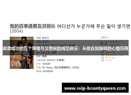 逆袭成功的五个策略与吴艳妮的成功启示：从低谷到巅峰的心路历程