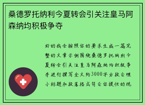 桑德罗托纳利今夏转会引关注皇马阿森纳均积极争夺